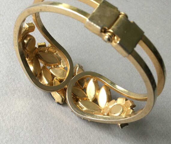 Juliana Smoky Topaz Glass Gold Tone Clamper Cuff … - image 5