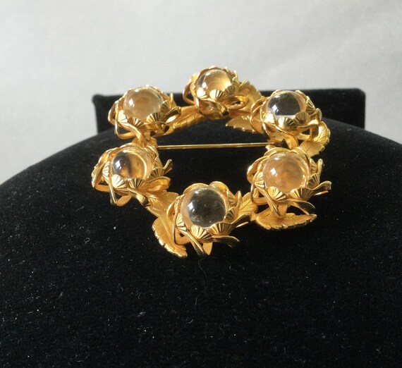 Gold Tone Clear Pools of Light Brooch/Pin View 2