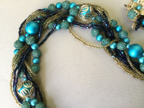 Japan MC Multi-Strand Blue and Gold Filigree Twis… - image 4