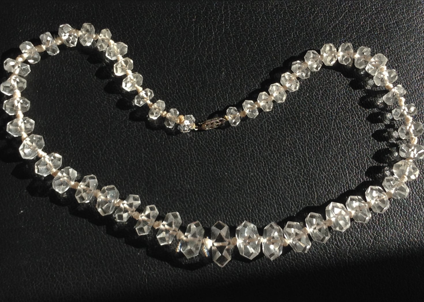 Art Deco Graduated Rock Crystal Three Strand Necklace Silver c. 1940 –  Bavier Brook Antique Jewelry