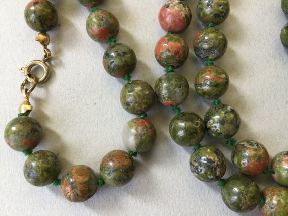 Unakite Beaded Opera Length Necklace - image 5