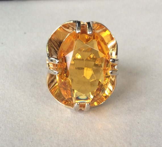 Vargas Golden Glass Topaz 18k HGE Ring Size 5 - image 2