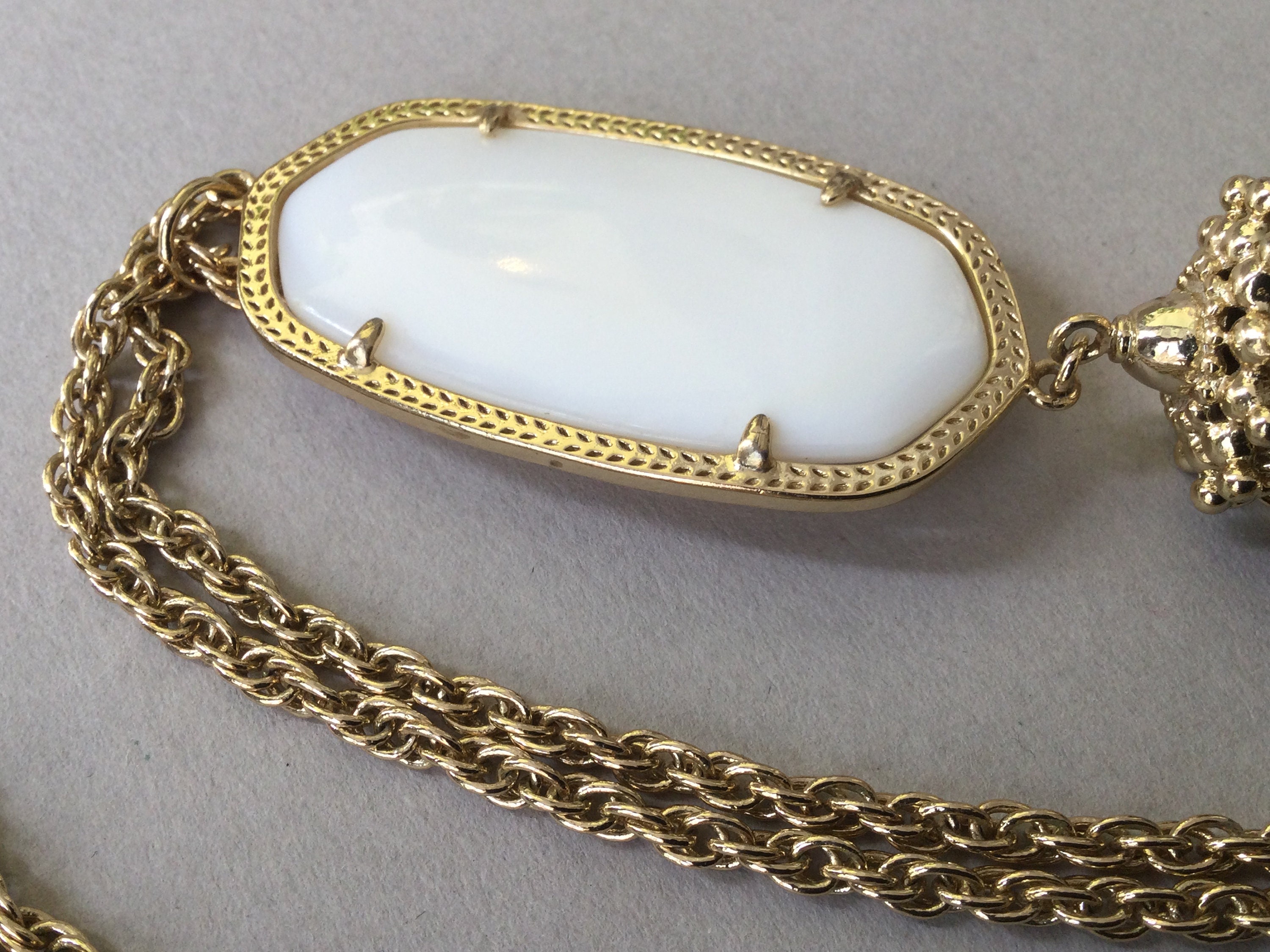 Kendra Scott Gold Tone Mother of Pearl Tassel Pendant Chain