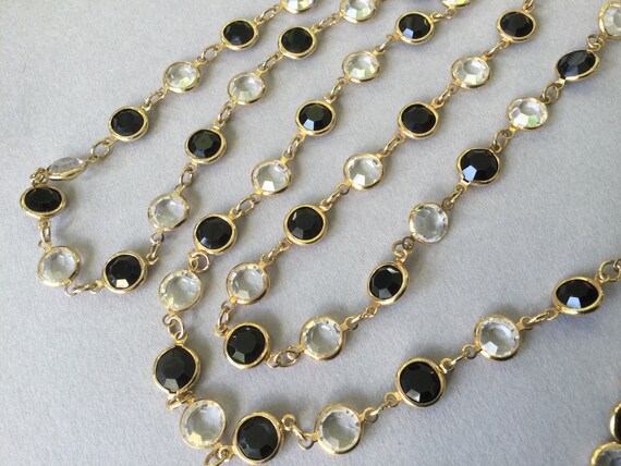 Austrian Black and Clear Crystal Gold Tone Neckla… - image 8