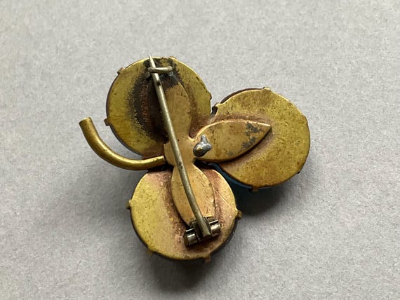 Victorian Saphiret Three Leaf Clover Pin/Brooch - image 7