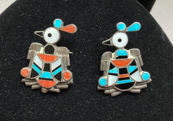 Two Zuni Thunderbird Small Inlay Bird  Pins/Brooc… - image 1