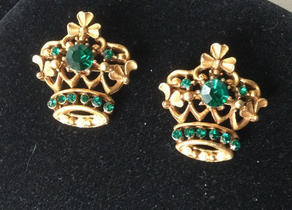 Royal Crown Jeweled Gold Tone Scatter Pins - image 1