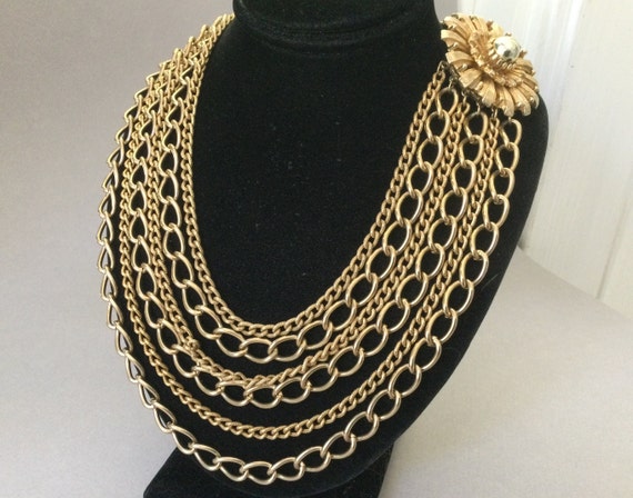 Selro Magnificent Gold Tone Multi Chain Necklace - image 1