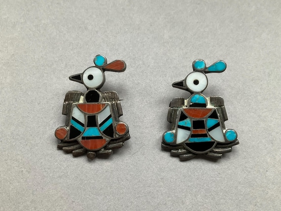 Two Zuni Thunderbird Small Inlay Bird  Pins/Brooc… - image 2