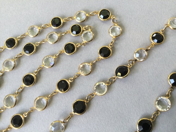 Austrian Black and Clear Crystal Gold Tone Neckla… - image 3