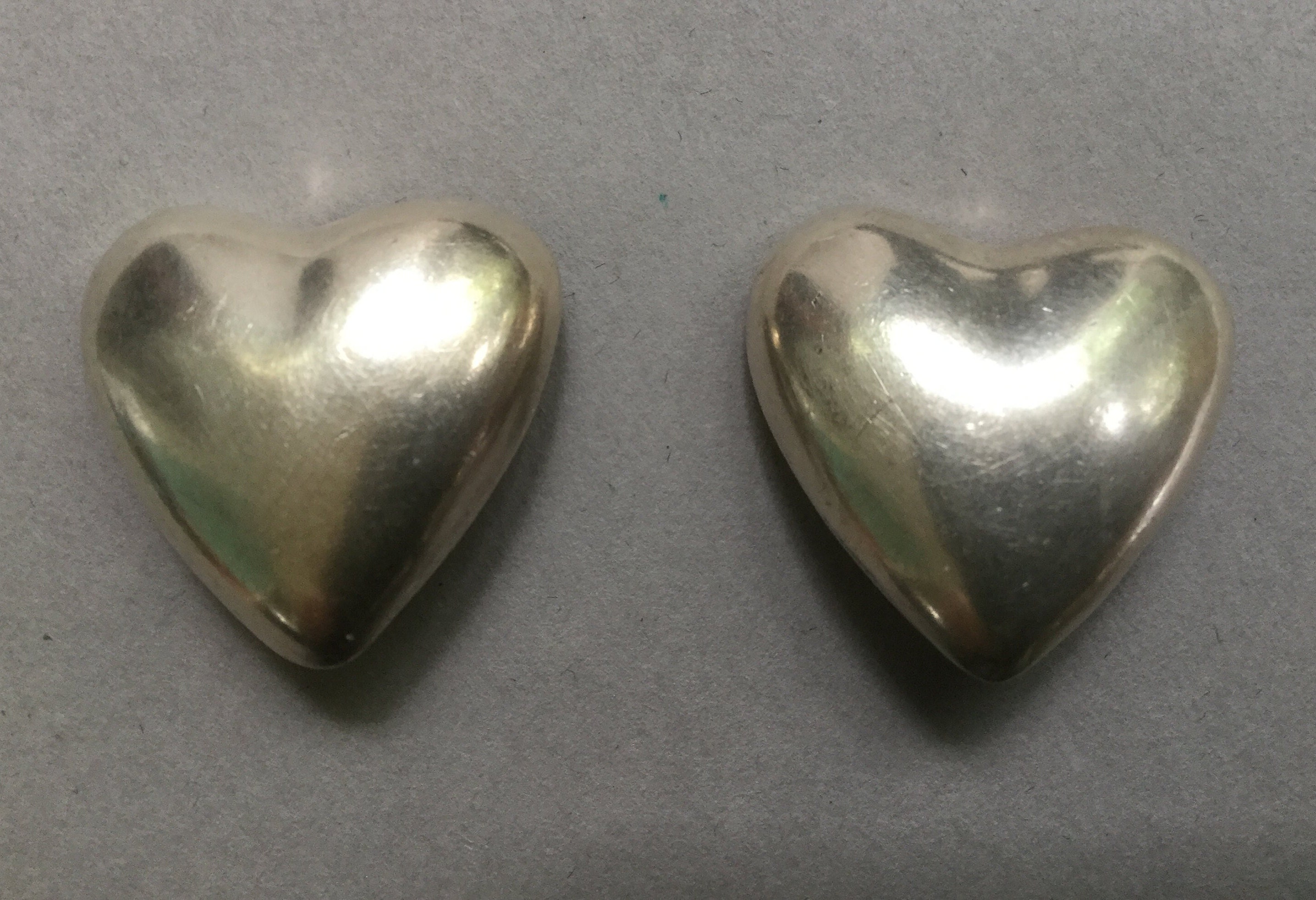 Mexico Sterling Silver Dome Heart Clip On Earrings