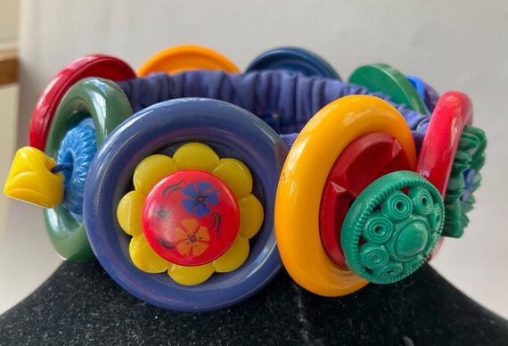 Stacked Colorful Button Elastic Bracelet - image 4