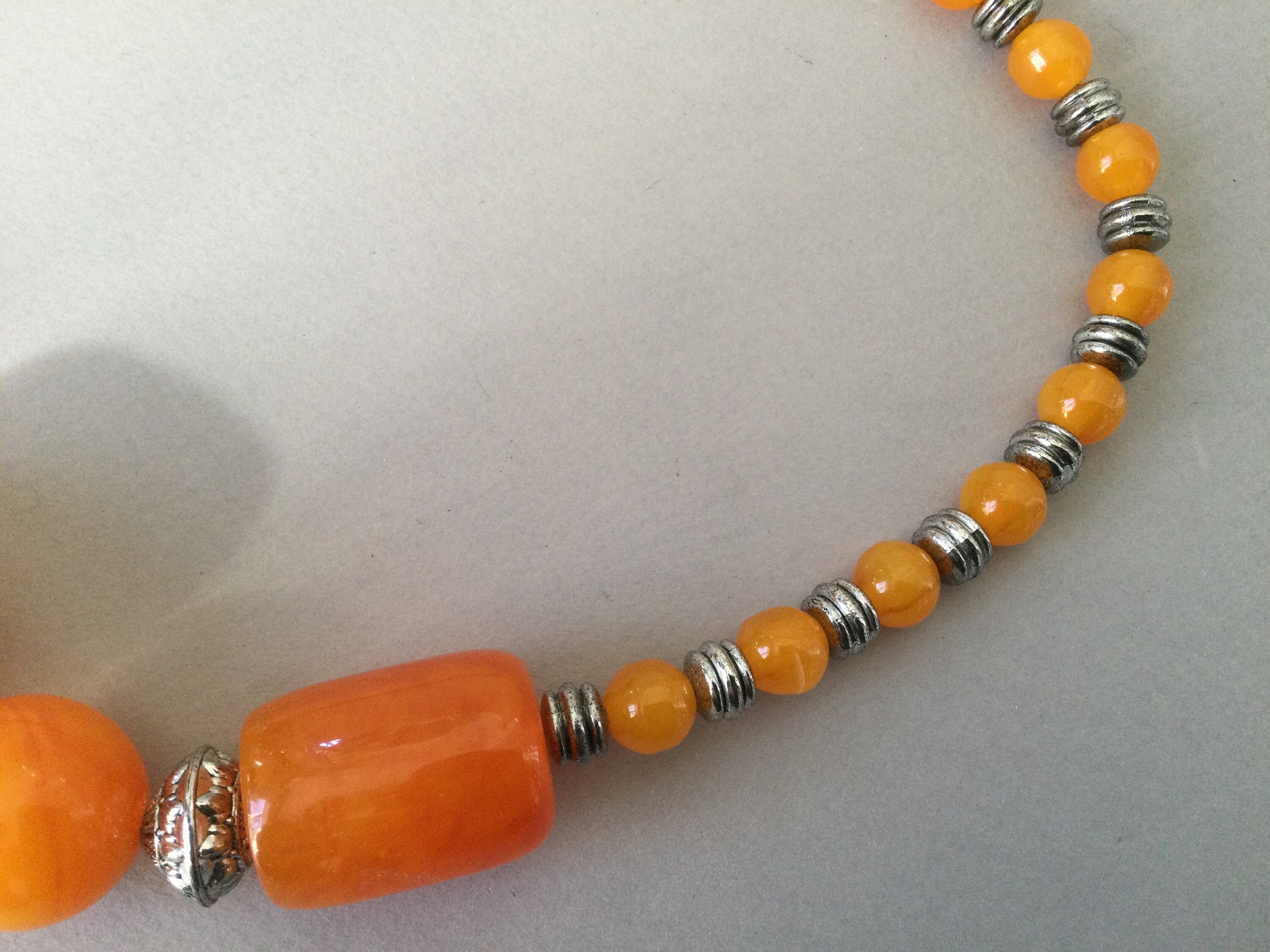 Lucite Chunky Orange Barrel Bead Necklace | Etsy