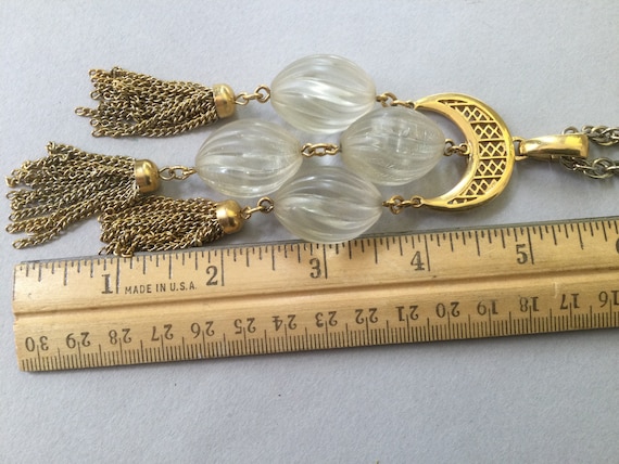 Crown Trifari Lucite Melon Gold Tassel Pendant an… - image 10