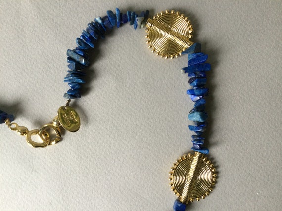 Mary McFadden Lapis Lazuli Nugget Bead and Gold M… - image 6