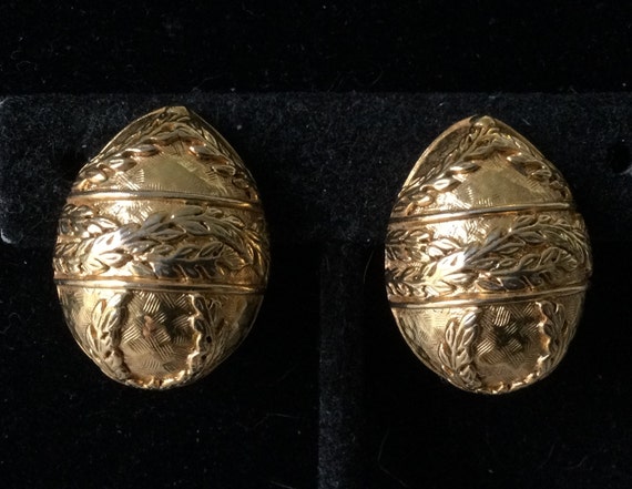 Joan Rivers Classic Gold Easter Egg Clip On Earri… - image 2