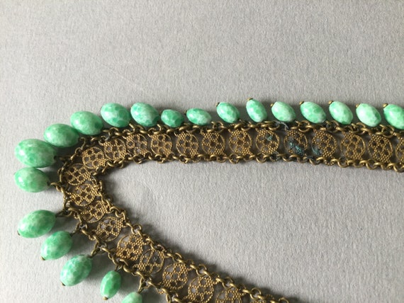 Gilt Bronze Lace Chain Peking Glass Pearl Fringe … - image 5