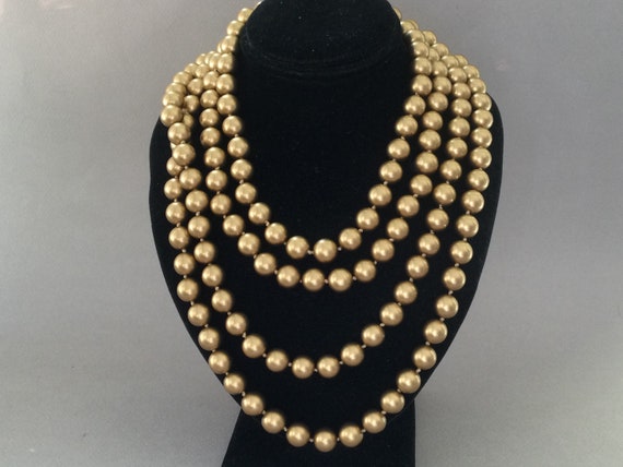 Flapper Gold Glass Bead No Clasp Necklace - image 1