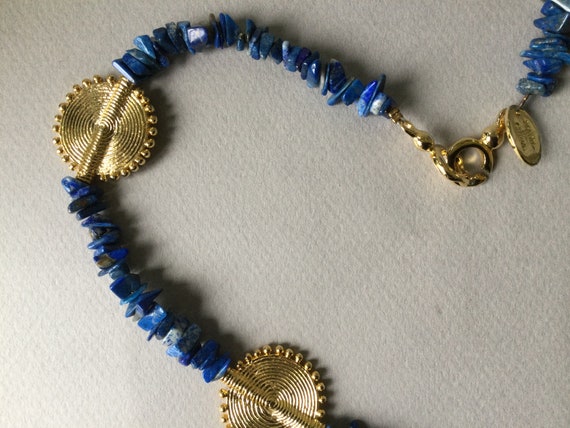 Mary McFadden Lapis Lazuli Nugget Bead and Gold M… - image 3