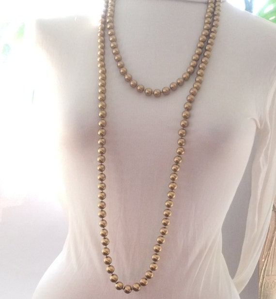 Flapper Gold Glass Bead No Clasp Necklace - image 2