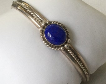 Melissa Yazzie Navajo Sterling Silver Hand Made Lapis Lazuli Cuff Bracelet