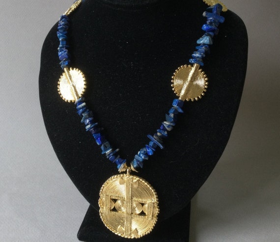 Mary McFadden Lapis Lazuli Nugget Bead and Gold M… - image 1