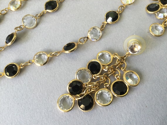 Austrian Black and Clear Crystal Gold Tone Neckla… - image 6