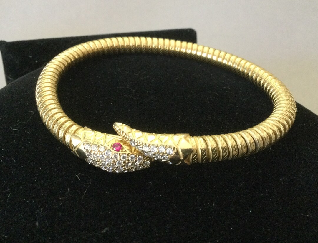 Dyadema Italy Gilt 925 Snake Bangle Cuff Bracelet Etsy