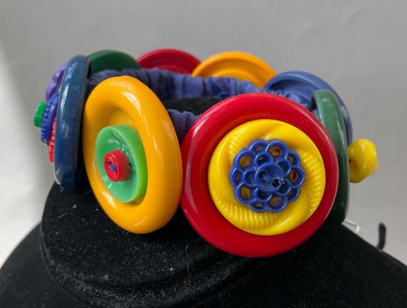 Stacked Colorful Button Elastic Bracelet - image 2