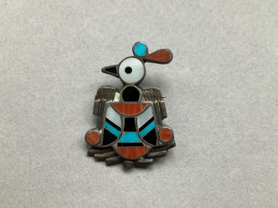 Two Zuni Thunderbird Small Inlay Bird  Pins/Brooc… - image 4
