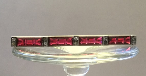 Sterling Silver Red Vauxhall Bar Brooch/Pin