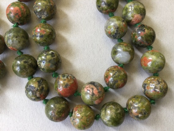 Unakite Beaded Opera Length Necklace - image 7