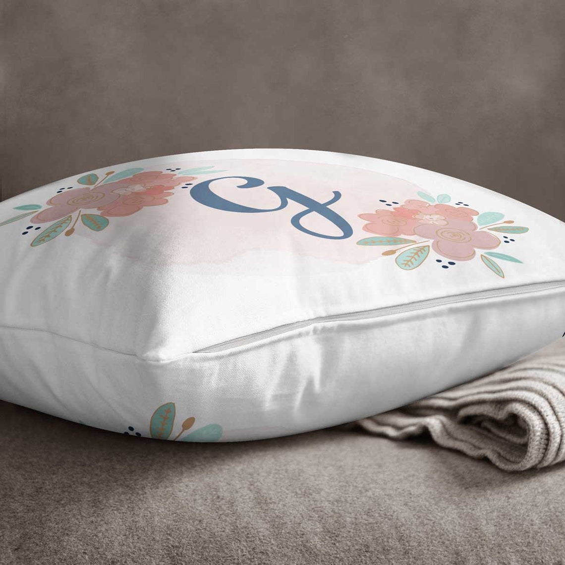 Monogram Throw Pillow Dorm Throw Pillow Shabby Chic Pillows Etsy