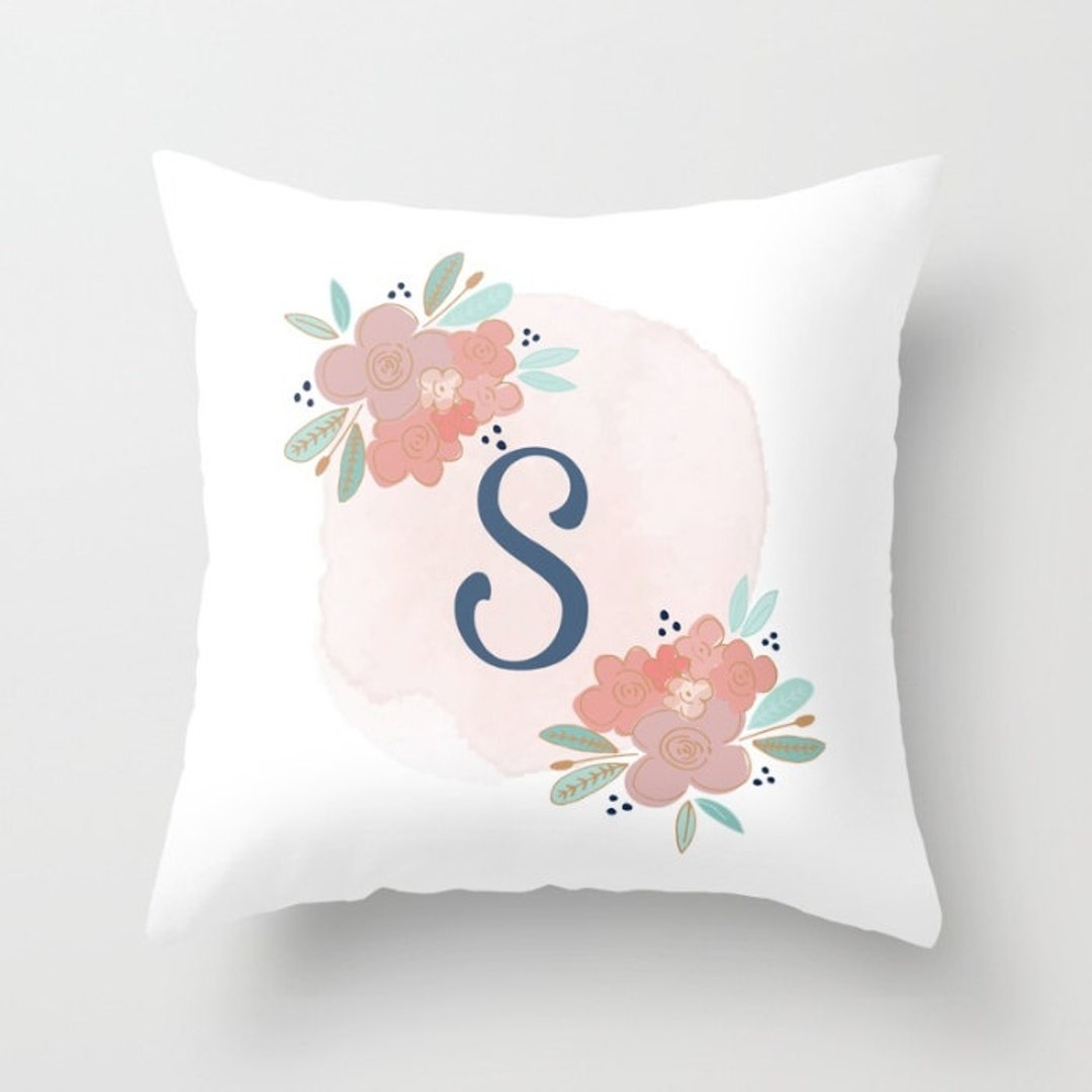 Monogram Throw Pillow Dorm Throw Pillow Shabby Chic Pillows Etsy