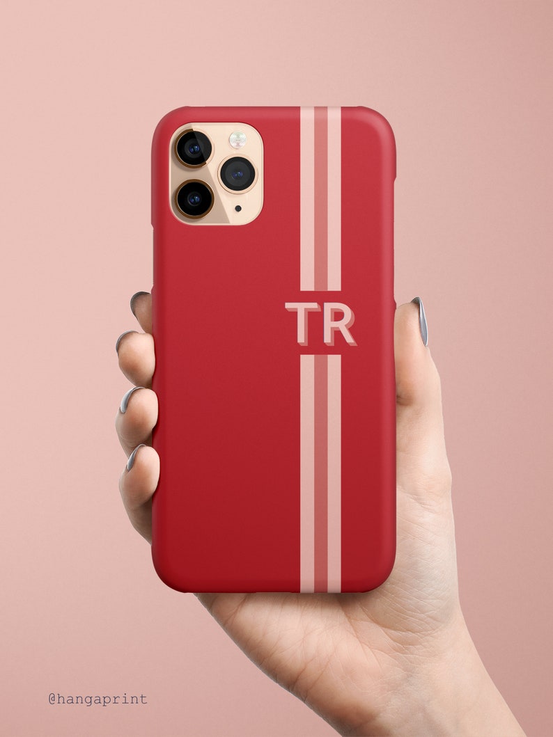 Custom Initials Iphone Case Monogram Phone 14 Case Red Etsy