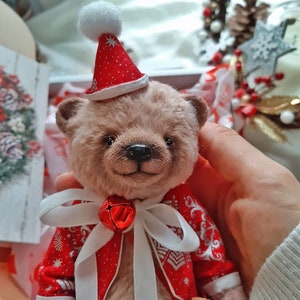 SOLD Merry Christmas Teddy Bear with wooden letter ,Teddy Bear Classik, Handmade teddy bear, Collectible Teddy Bear image 2
