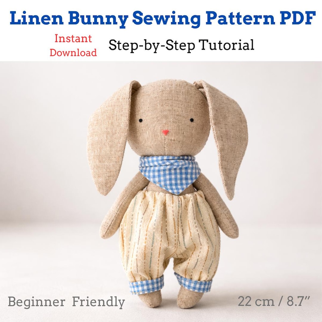 Stuffed Bunny Sewing Pattern PDF, Plush Rabbit Pattern , Floppy Ear ...