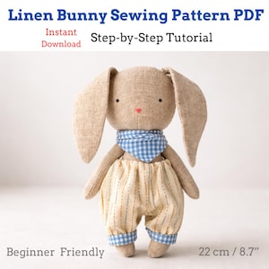Stuffed Bunny Sewing Pattern PDF, Plush Rabbit Pattern , Floppy Ear Bunny , DIY Handmade Toy , Instant Download