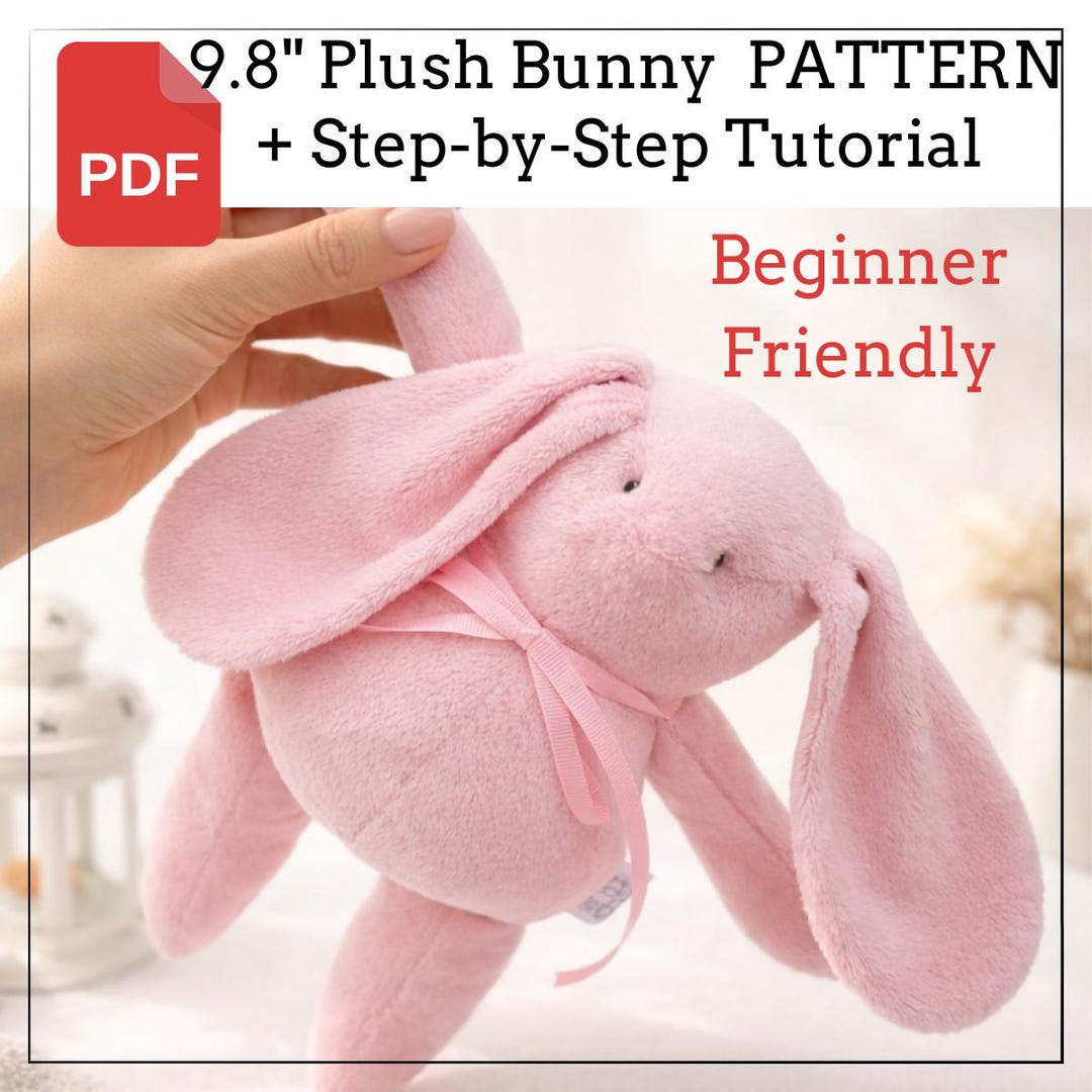 PDF Plush Bunny Sewing Pattern – 9.8” Soft Toy – Digital Download ...