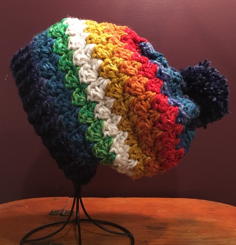 Colorful Slouchy Winter Crocheted Adult Hat