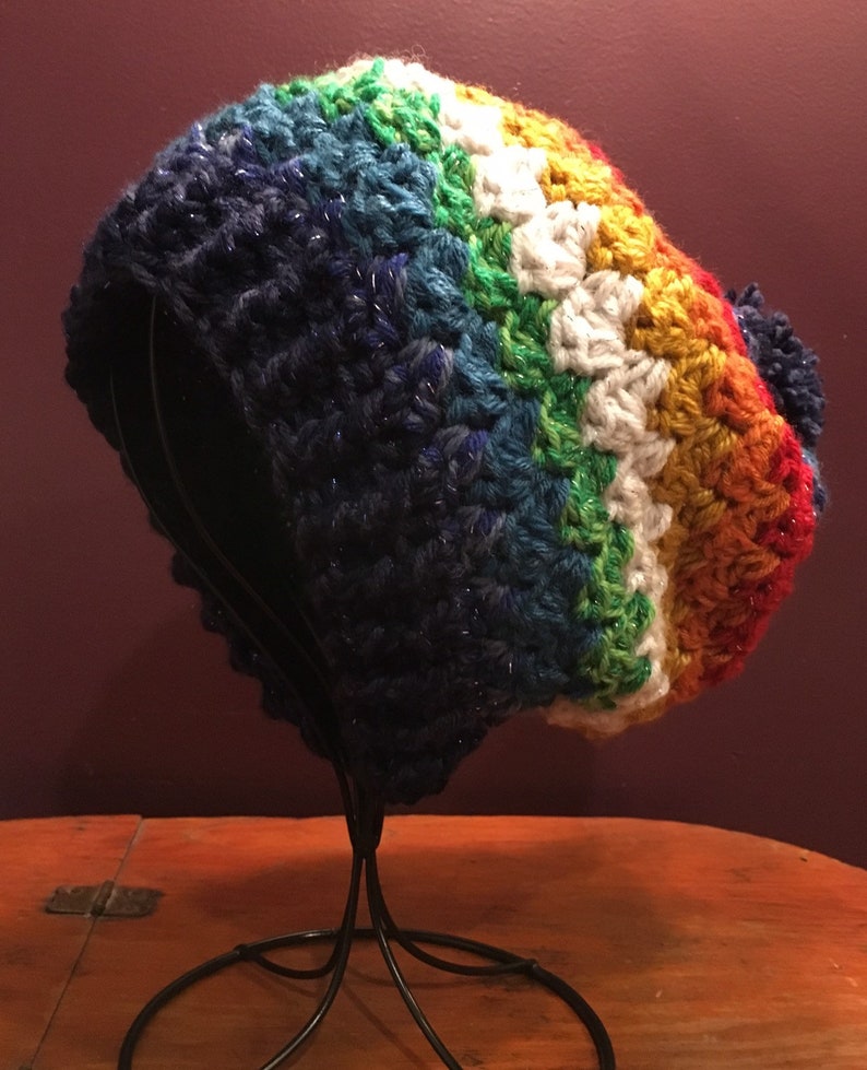 Colorful Slouchy Winter Crocheted Adult Hat