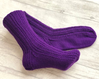 Purple Socks - Purple Wool Socks - Purple Clothing - Women Socks - Wool Socks - Wool Socks Women - Slipper Socks - Knitted Socks - Socks