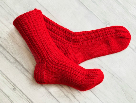Mus Zoekmachinemarketing Dwars zitten Rode Wollen Sokken Rode Sokken Rode Kleding Handgebreide - Etsy Nederland