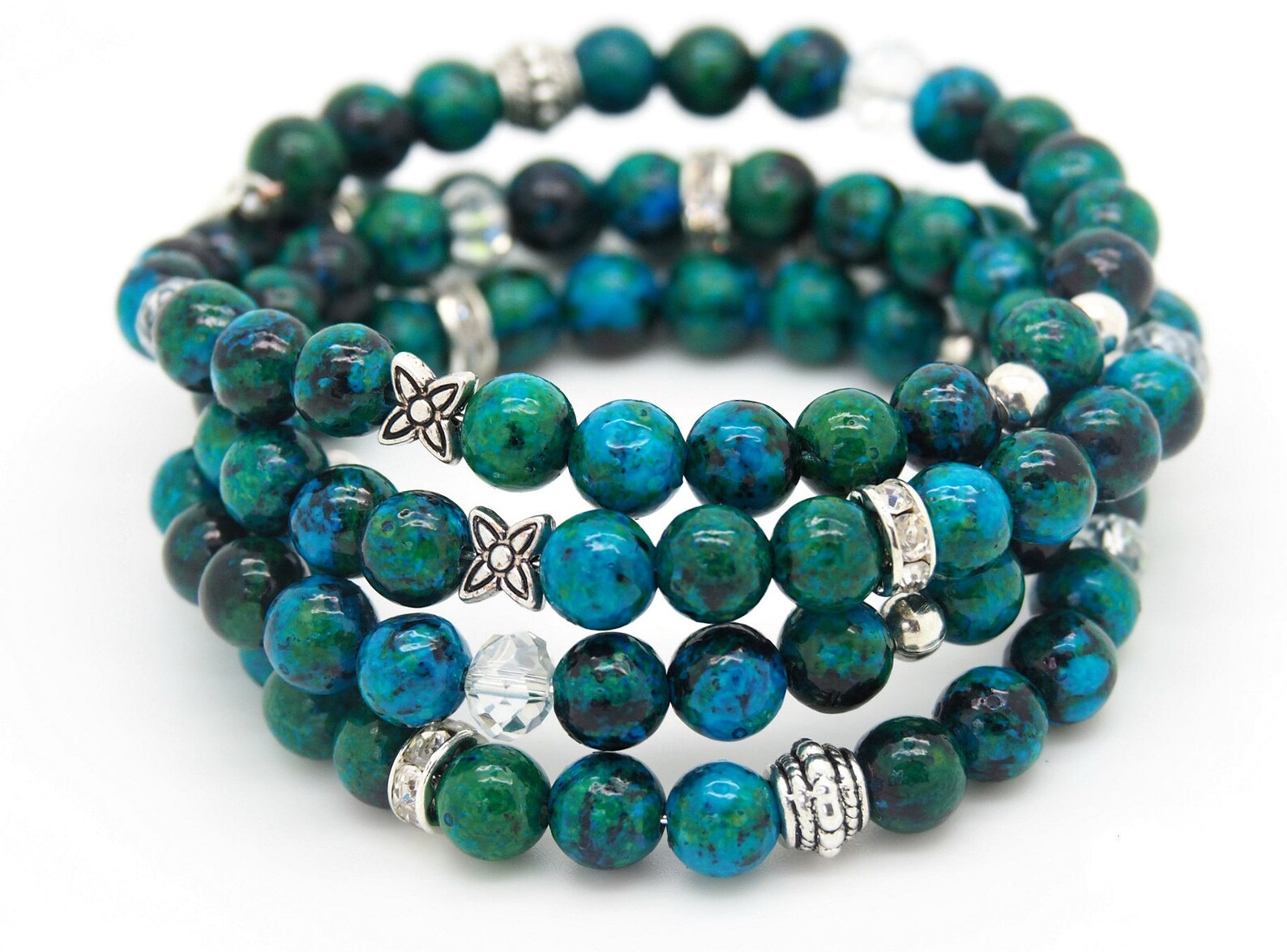 Chrysocolla Bracelet Beaded Bracelets Stone Bracelet Etsy