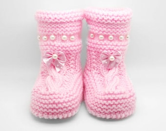 Warm kids slippers Baby girl booties Baby knitted socks