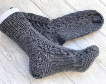Hand Knit Men Socks - Wool Socks Men - Hand Knit Socks for Man - Hand Knit Socks for Adult - Christmas Socks for Man - Slipper Socks Men