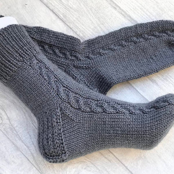 Handgestrickte Herrensocken - Wollsocken Herren - Handgestrickte Socken für Männer - Handgestrickte Socken für Erwachsene - Weihnachtssocken für Männer - Hausschuhe