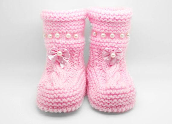 Knitted Baby Booties - Knitted Baby Shoes - Newborn Booties - Knitted ...
