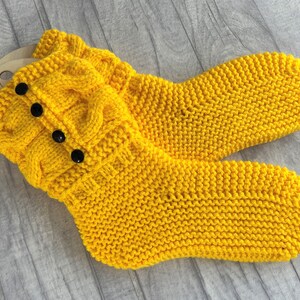 Yellow slipper socks, Knitted wool socks