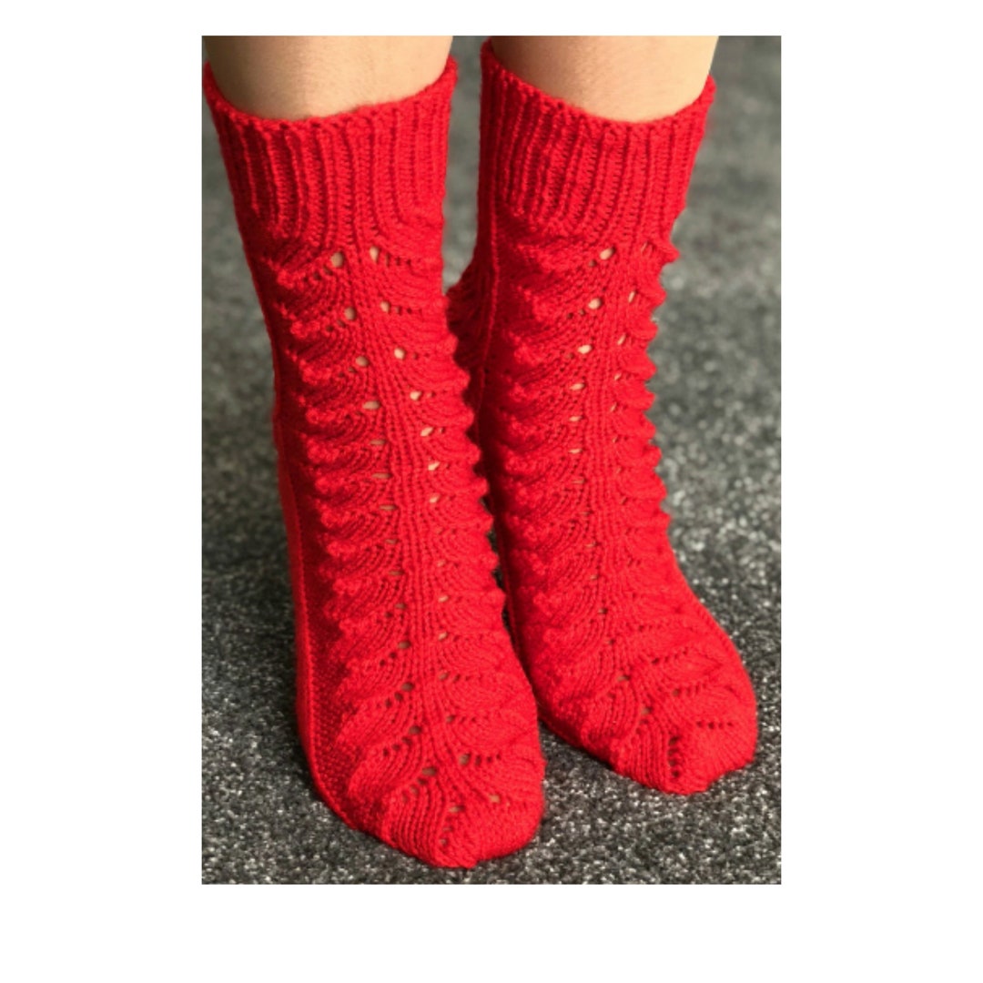 Handmade Socks Socks Women Red Socks Socks for Her Wool Socks Wool